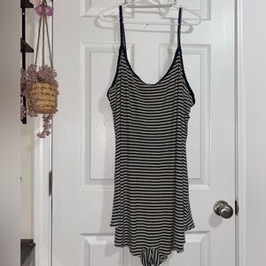 Aerie Black and White Striped Sleep Romper Playsuit